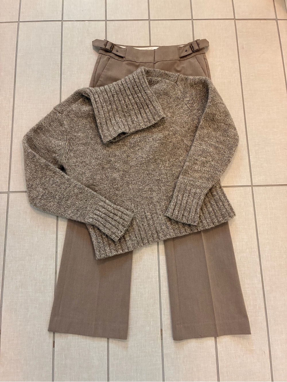 Mercer & Madison Turtleneck Sweater and Taupe LOFT trousers Set